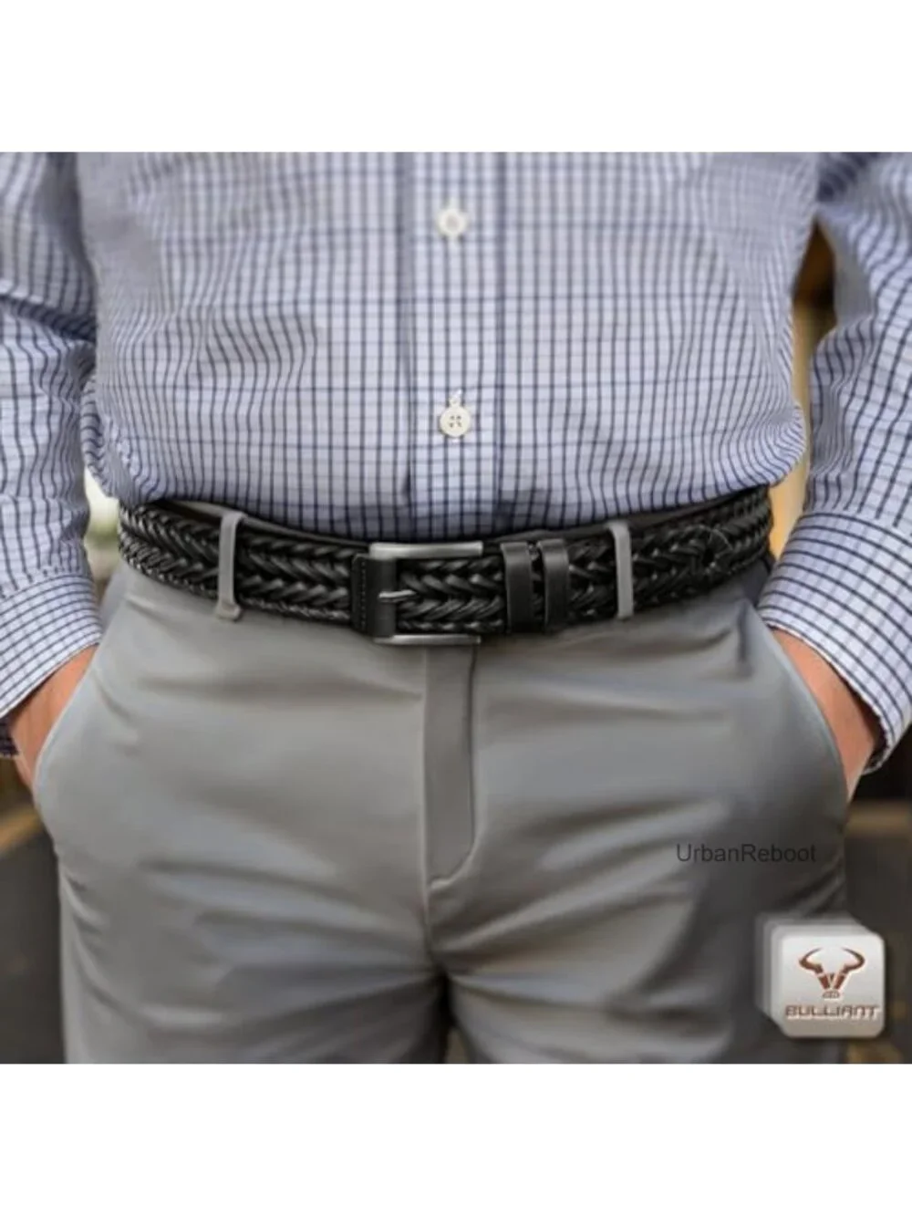 2-Pack Braided Woven Leather Belts for Men Adjustable Gift Boxed